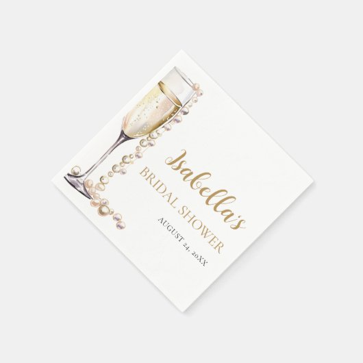 Elegante gouden parels en Prosecco Bruidscadeaufee Servet (Hoek)