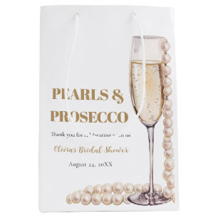 Elegante Gouden Parels en Prosecco Bruidsdiner Medium Cadeauzakje