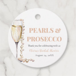 Elegante Gouden Parels en Prosecco Bruidsdouche Bedankjes Labels