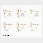 Elegante Gouden Parels en Prosecco Bruidsdouche Ronde Sticker (Vel)