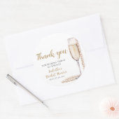Elegante Gouden Parels en Prosecco Bruidsdouche Ronde Sticker (Envelop)
