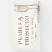 Elegante Gouden Parels en Prosecco Bruidsdouche Spandoek (Verticaal)