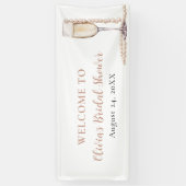 Elegante Gouden Parels en Prosecco Bruidsdouche Spandoek (Verticaal)