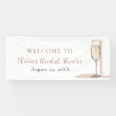 Elegante Gouden Parels en Prosecco Bruidsdouche Spandoek (Horizontaal)