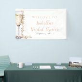 Elegante Gouden Parels en Prosecco Bruidsdouche Spandoek (Beurs)