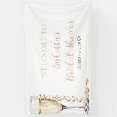 Elegante Gouden Parels en Prosecco Bruidsdouche Spandoek (Verticaal)