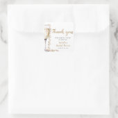 Elegante Gouden Parels en Prosecco Bruidsdouche Vierkante Sticker (Tas)