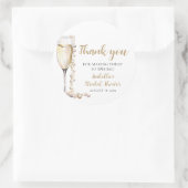 Elegante Gouden Parels en Prosecco Bruidsfeest Ronde Sticker (Tas)