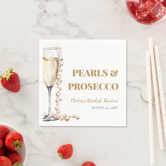 Elegante gouden parels en Prosecco Bruidsfeest Servet (Insitu)