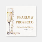 Elegante gouden parels en Prosecco Bruidsfeest Servet (Voorkant)