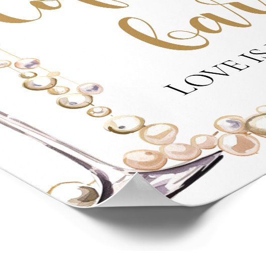 Elegante gouden parels en Prosecco Coffee Bar teke Poster (Hoek)