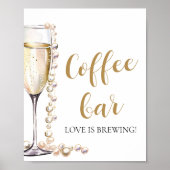 Elegante gouden parels en Prosecco Coffee Bar teke Poster (Voorkant)