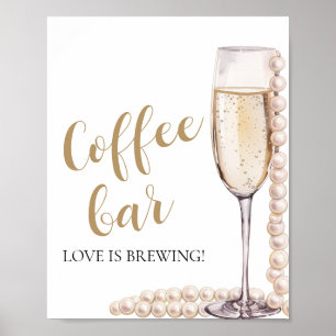 Elegante gouden parels en Prosecco Coffee Bar teke Poster