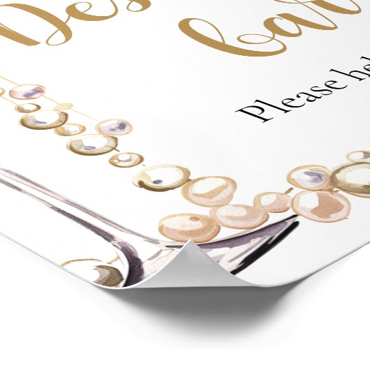 Elegante gouden parels en Prosecco Dessert Bar Sig Poster (Hoek)
