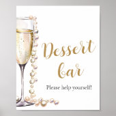 Elegante gouden parels en Prosecco Dessert Bar Sig Poster (Voorkant)