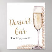 Elegante gouden parels en Prosecco Dessert Bar Sig Poster (Voorkant)