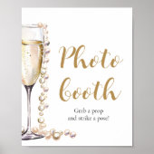 Elegante gouden parels en Prosecco Photo Booth tek Poster (Voorkant)