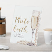 Elegante gouden parels en Prosecco Photo Booth tek Reclamebord Met Voetstuk (Insitu)