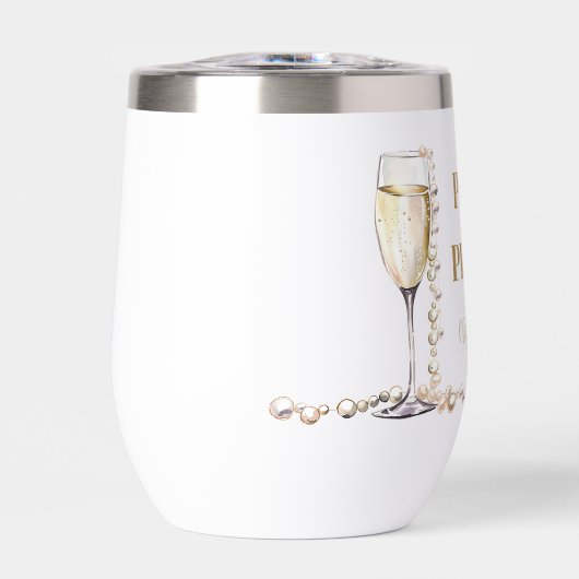 Elegante gouden parels en Prosecco Vrijgezellenfee (Voorkant)