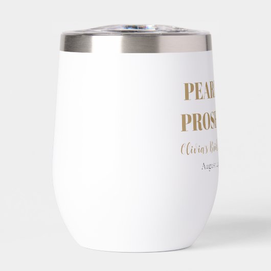 Elegante gouden parels en Prosecco Vrijgezellenfee (Voorkant)