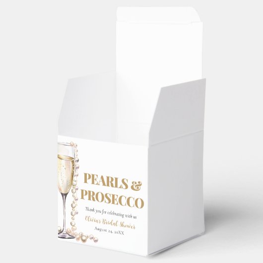 Elegante gouden parels en Prosecco Vrijgezellenfee Bedankdoosjes (Geopend)