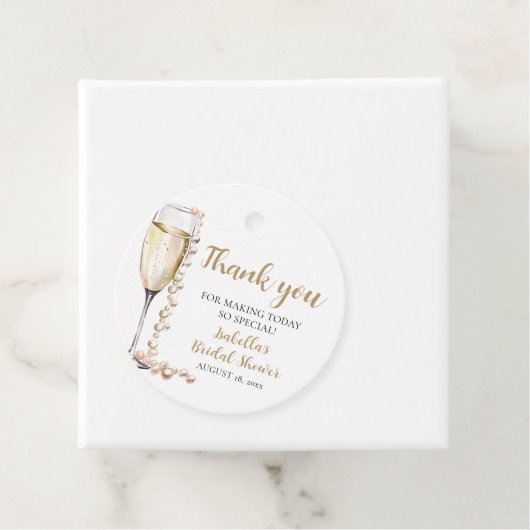 Elegante gouden parels en Prosecco Vrijgezellenfee Bedankjes Labels (In situ)