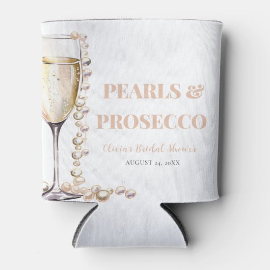 Elegante gouden parels en Prosecco Vrijgezellenfee Blikjeskoeler (Voorkant)
