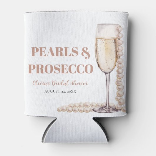 Elegante gouden parels en Prosecco Vrijgezellenfee Blikjeskoeler (Voorkant)