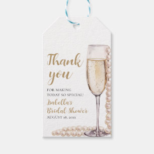 Elegante gouden parels en Prosecco Vrijgezellenfee Cadeaulabel
