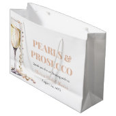 Elegante gouden parels en Prosecco Vrijgezellenfee Groot Cadeauzakje (Voorkant Gekanteld)