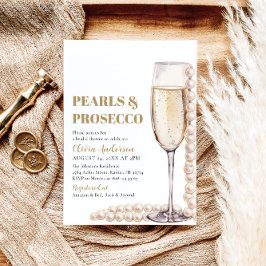 Elegante gouden parels en Prosecco Vrijgezellenfee Kaart