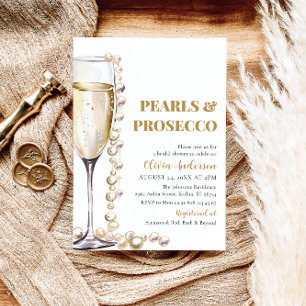 Elegante gouden parels en Prosecco Vrijgezellenfee Kaart