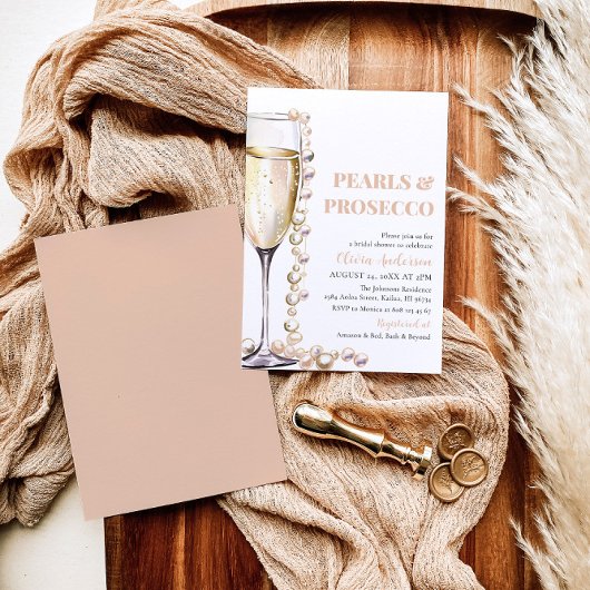 Elegante gouden parels en Prosecco Vrijgezellenfee Kaart