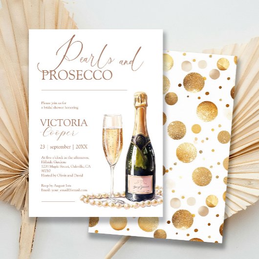 Elegante gouden parels en Prosecco Vrijgezellenfee Kaart
