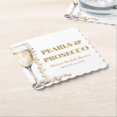 Elegante gouden parels en Prosecco Vrijgezellenfee Kartonnen Onderzetters (Gebogen)