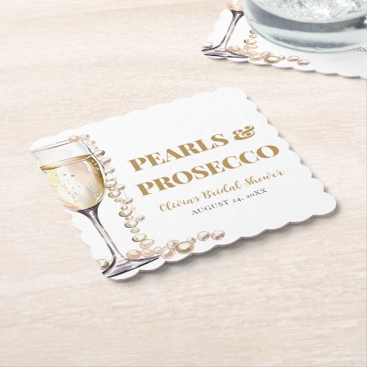 Elegante gouden parels en Prosecco Vrijgezellenfee Kartonnen Onderzetters (Gebogen)