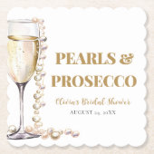 Elegante gouden parels en Prosecco Vrijgezellenfee Kartonnen Onderzetters (Voorkant)