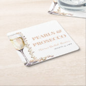 Elegante gouden parels en Prosecco Vrijgezellenfee Kartonnen Onderzetters (Schuin)