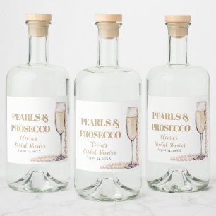 Elegante gouden parels en Prosecco Vrijgezellenfee Likeurfles Etiket
