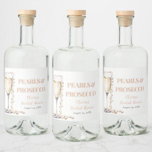 Elegante gouden parels en Prosecco Vrijgezellenfee Likeurfles Etiket