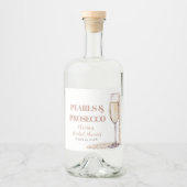 Elegante gouden parels en Prosecco Vrijgezellenfee Likeurfles Etiket (Voorkant)