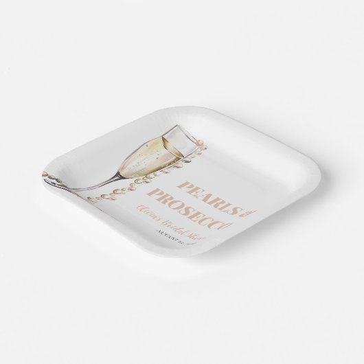 Elegante gouden parels en Prosecco Vrijgezellenfee Papieren Bordje (Gebogen)