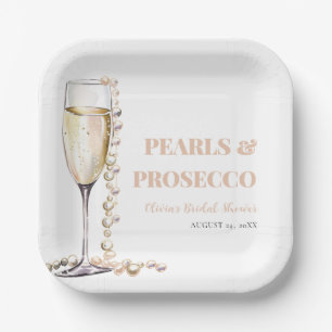Elegante gouden parels en Prosecco Vrijgezellenfee Papieren Bordje