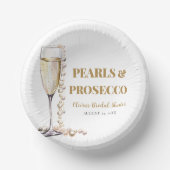 Elegante gouden parels en Prosecco Vrijgezellenfee Papieren Kommen (Voorkant)