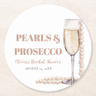 Elegante gouden parels en Prosecco Vrijgezellenfee Ronde Kartonnen Onderzetter