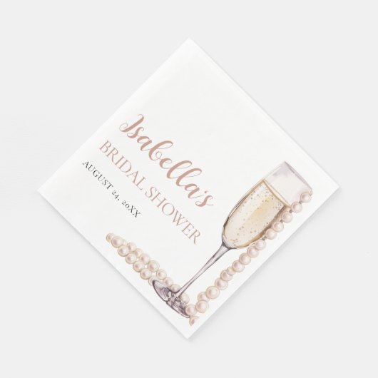 Elegante gouden parels en Prosecco Vrijgezellenfee Servet (Hoek)