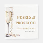 Elegante gouden parels en Prosecco Vrijgezellenfee Servet (Voorkant)