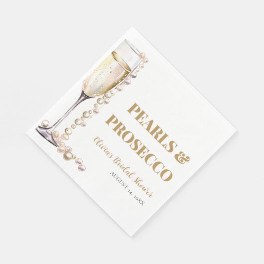 Elegante gouden parels en Prosecco Vrijgezellenfee Servet (Hoek)