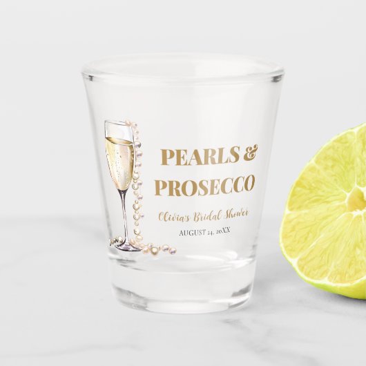 Elegante gouden parels en Prosecco Vrijgezellenfee Shot Glas (Voorkant)