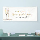 Elegante gouden parels en Prosecco Vrijgezellenfee Spandoek (Beurs)